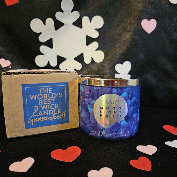 NWT Bath & Body Works Moonlight Path 3-wick Candle - Purple and Silver - Picture 5 of 5